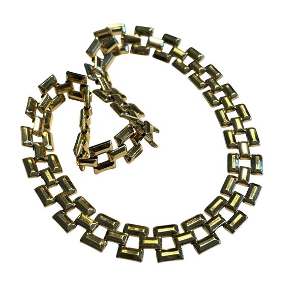 Avon chunky box chain collar necklace choker goldtone lightweight vintage Y2K - Picture 7 of 8
